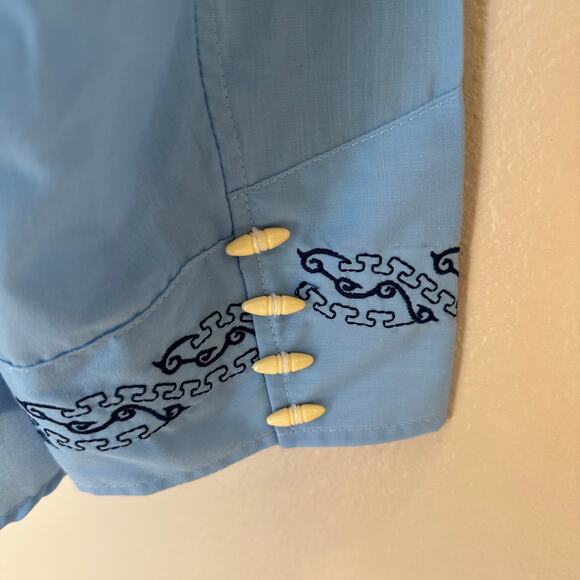Monsher Western Shirt Blue Size 44 XXL Embroidered Vaqueros Cowboy RARE NEW - Picture 4 of 7